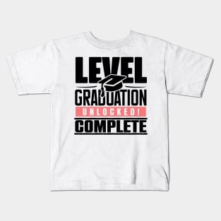 Cap of Triumph: Level Complete, Graduation Unlocked in Monochrome and Red Kids T-Shirt